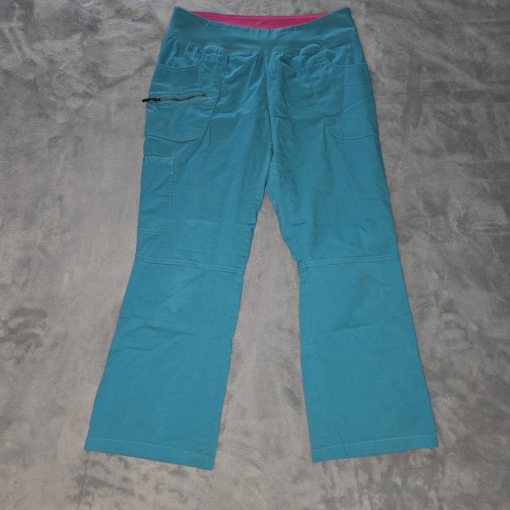 Beyond Scrubs Womens Pants Blue Pink Size PM Pull‎ On Elastic Waist Pockets